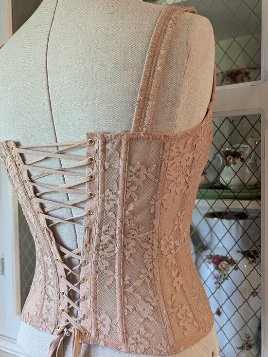 Victoria's Secret Other - 🩷🆕VS The Classic Corset Praline Lace Fitted Top with Lace-Up Back Gold Bodycon